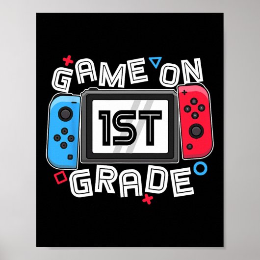 Terug naar school Game On 1e klas leuke gamer kind Poster (Voorkant)