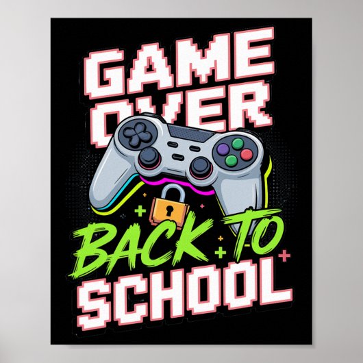 Terug naar school gamer controller cool grappige v poster (Voorkant)