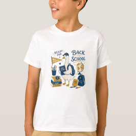 Terug naar school Gans Retro schoolbenodigdheden T-shirt