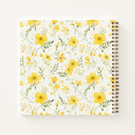 Terug naar school geel wilde bloem patroon bloemen notitieboek (Achterkant)