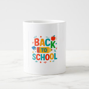 Terug naar school" geïllustreerd potlood & appel k grote koffiekop