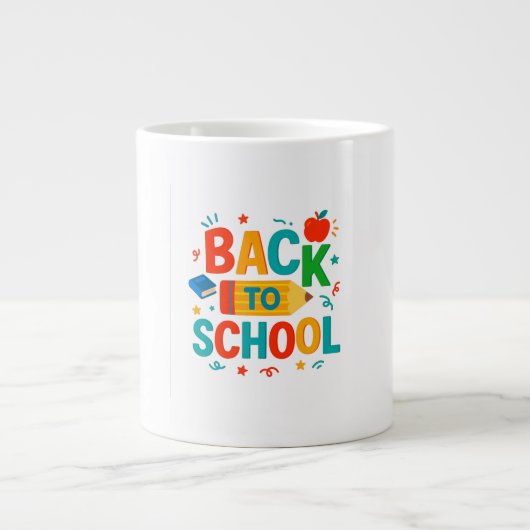 Terug naar school" geïllustreerd potlood & appel k grote koffiekop (Voorkant)