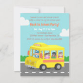 Terug naar school gele bus kinderfeest uitnodiging (Voorkant)