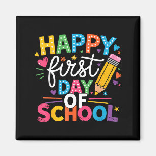 Terug naar school gelukkige eerste schooldag leraa magneet