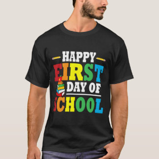 Terug naar school Gelukkige eerste schooldag Leraa T-shirt