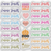 Terug naar school gepersonaliseerde regenboognaam sticker (Voorkant)