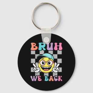Terug Naar School Geruite Glimlach Gezicht Retro B Sleutelhanger