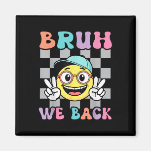 Terug Naar School Geruite Lachend Gezicht Retro Br Magneet