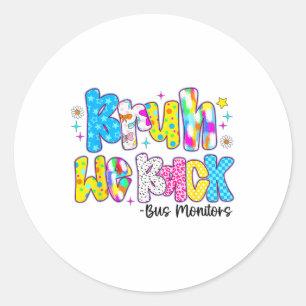 Terug naar school grap over busbegeleiders ronde sticker