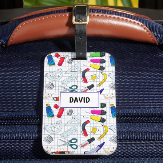 Terug naar school grappig feestje bagagelabel (Voorkant Insitu 2)