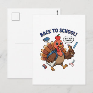 Terug naar school grappig kalkoen ontwerp briefkaart
