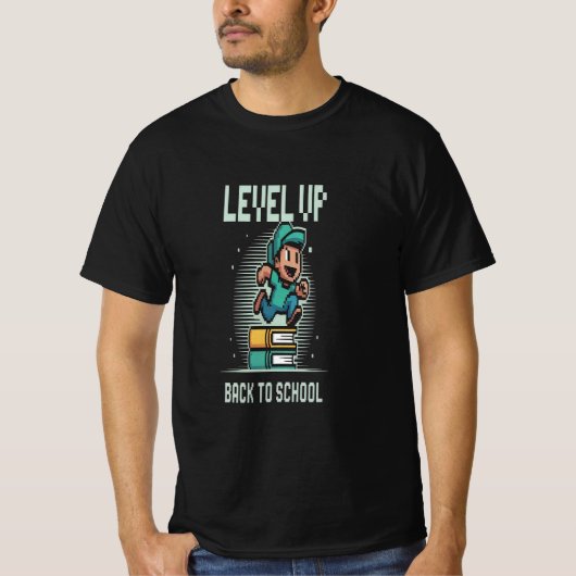 Terug naar school Grappig Level Up Design T-shirt (Voorkant)
