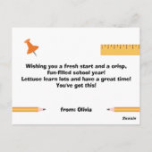 Terug naar school Grappig voedsel Pun Heb een gewe Briefkaart (Achterkant)