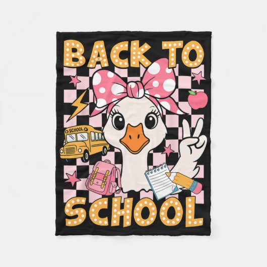 Terug naar school Grappige Gekke Gans Eerste Dag v Fleece Deken (Voorkant)