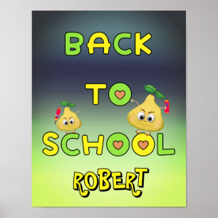 Terug naar school grappige peren poster