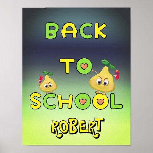 Terug naar school grappige peren poster (Voorkant)