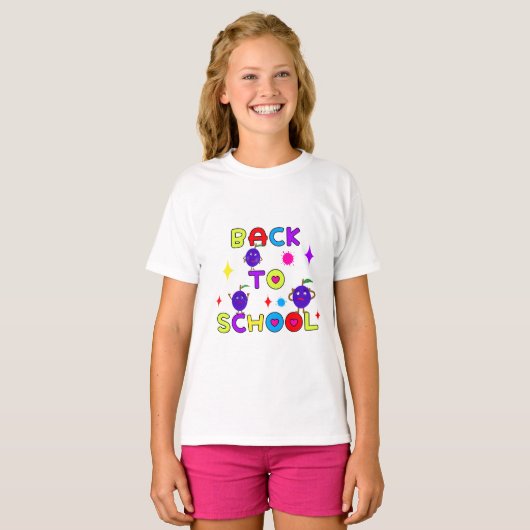 Terug naar school grappige pruimen t-shirt (Voorkant volledig)