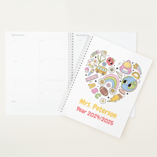 Terug naar School Groovy Kleurrijk Hart Planner (Display)