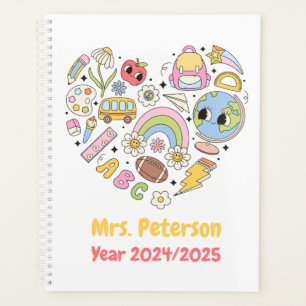 Terug naar School Groovy Kleurrijk Hart Planner