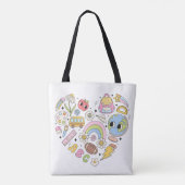 Terug naar School Groovy Kleurrijk Hart Tote Bag (Achterkant)