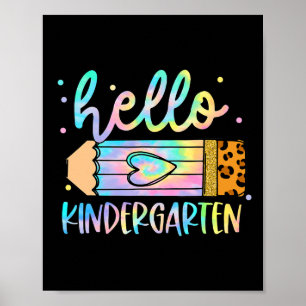Terug naar school Hallo Kindergarten Leopard Tie D Poster