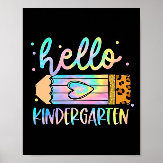 Terug naar school Hallo Kindergarten Leopard Tie D Poster (Voorkant)