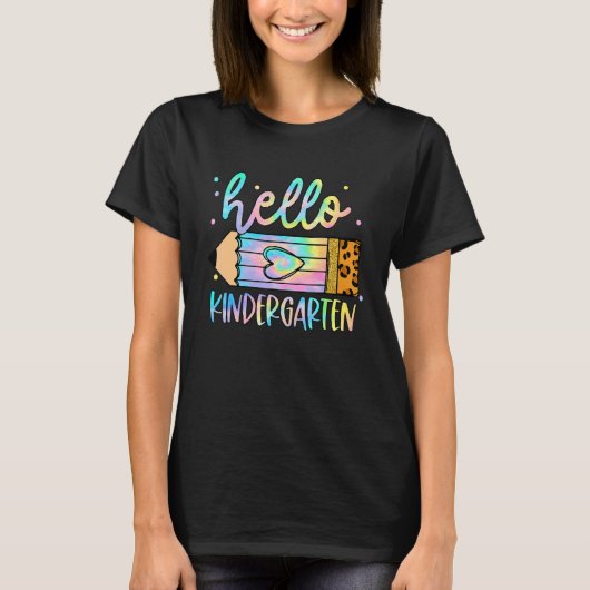 Terug naar school Hallo Kindergarten Leopard Tie D T-shirt (Voorkant)