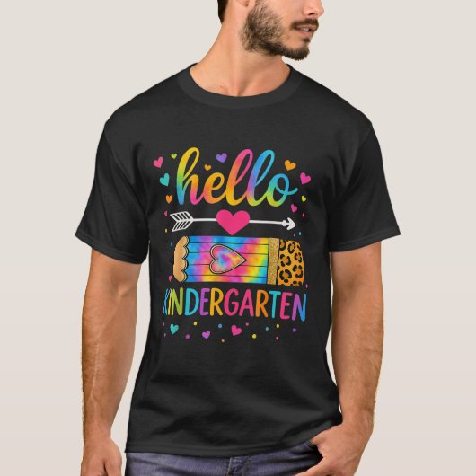 Terug naar school Hallo Kindergarten Leopard Tie D T-shirt (Voorkant)