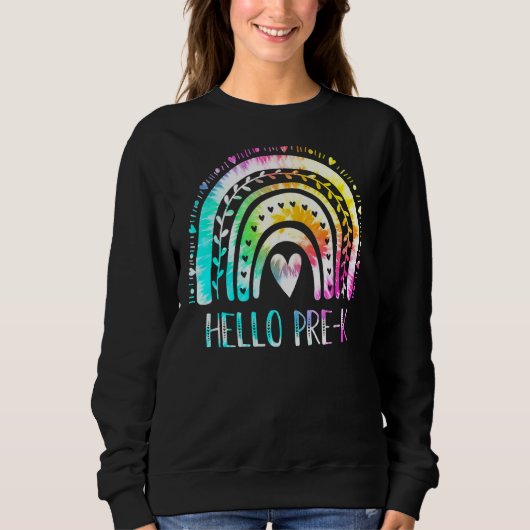 Terug naar school Hallo Kindergarten Tie Dye Ra Trui (Voorkant)