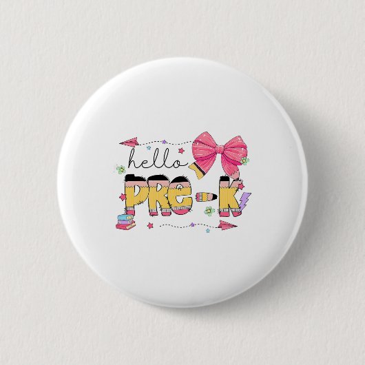 Terug naar school Hallo Pre-k Leraar Coquette Potl Ronde Button 5,7 Cm (Voorkant)