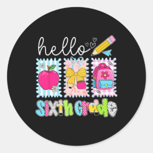 Terug naar school Hallo zesde klas leraar Coquette Ronde Sticker
