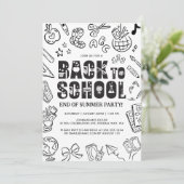 Terug naar school handgetekend eindejaarsfeestje kaart (Staand voorkant)