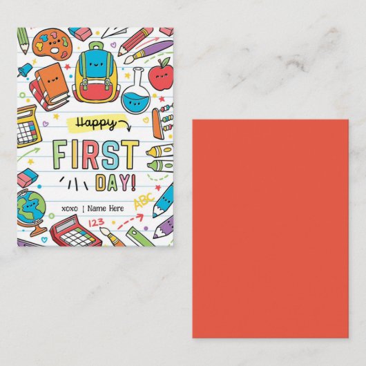 Terug naar school Happy First Day Informatiekaartje (Voorkant / Achterkant)