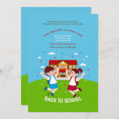 Terug naar School Happy Kinderen Kaart (Voorkant / Achterkant)