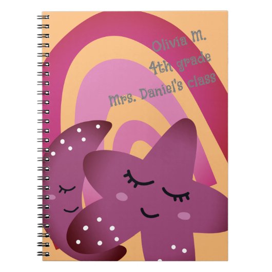 Terug naar School Happy Smile Star Moon Rainbow Na Notitieboek (Voorkant)