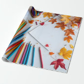 Terug-naar-school Herfst Cadeaupapier (Uitgerold)