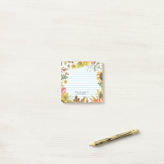 Terug naar School Herfst Zonnebloemen Monogram ler Post-it® Notes (Op bureau)