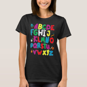 Terug naar school Hi alfabet Pre K kleuterleidster T-shirt