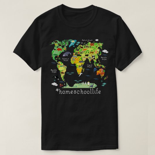 Terug naar School Homeschool Wereldkaart Geography T-shirt (Design voorkant)