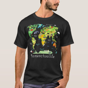 Terug naar School Homeschool Wereldkaart Geography T-shirt
