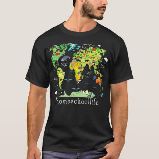 Terug naar School Homeschool Wereldkaart Geography T-shirt