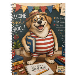 Terug naar school hond PNG, Cute leraar hond ontwe Notitieboek