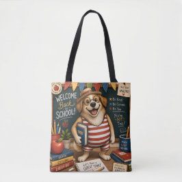 Terug naar school hond PNG, Cute leraar hond ontwe Tote Bag