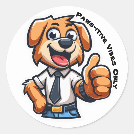 Terug naar School Hond Vrolijke Cartoon Pup Ronde Sticker (Voorkant)