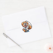Terug naar School Hond Vrolijke Cartoon Pup Ronde Sticker (Envelop)
