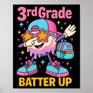 Terug naar school honkbal ijs druppel eerste schoo poster