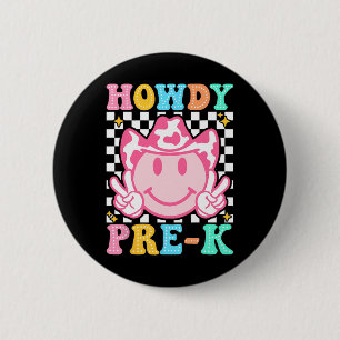 Terug naar school Howdy Pre-k Schattige western co Ronde Button 5,7 Cm