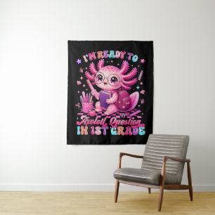 Terug naar school Ik ben klaar om Axolotl-vragen t Wandkleed