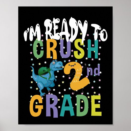 Terug naar school ik ben klaar om de 2e klas Dino Poster (Voorkant)