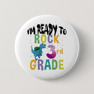 Terug naar school ik ben klaar om de 3e klas Dino  Ronde Button 5,7 Cm